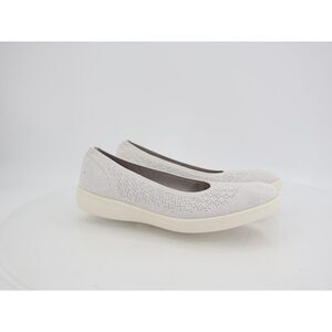 Bzees Atlantic Knit Ballet Flats Gray Slip On Comfy Shoes Size 9M Stretchy